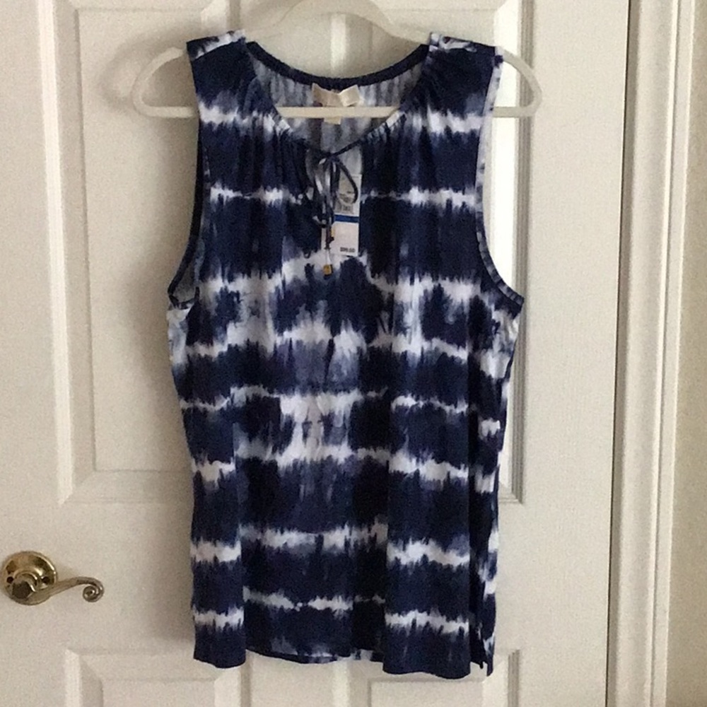 Michael Kors Navy Blue Tie Dye sleeveless top XL